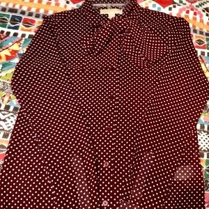 Michael Kors Merlot & White polka dot Blouse